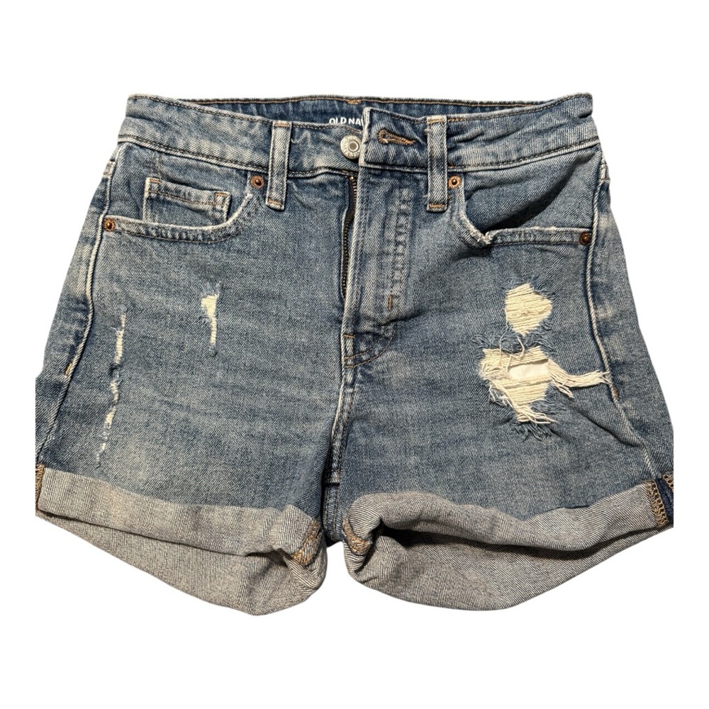 Old Navy Blue Jean Shorts Distressed Cuffed Hem
